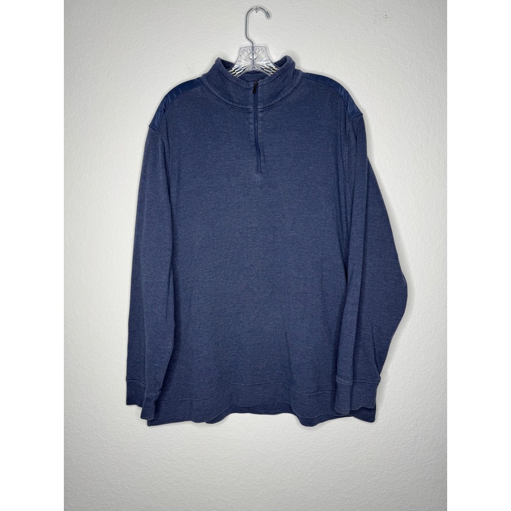 AXIST Mens‎ XXL Blue Quarter Zip Pullover Sweater Mock Neck Heathered Knit